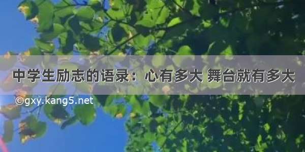 中学生励志的语录：心有多大 舞台就有多大