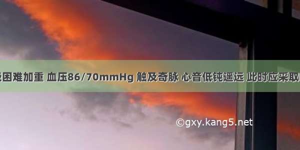 若患者呼吸困难加重 血压86/70mmHg 触及奇脉 心音低钝遥远 此时应采取的紧急措施