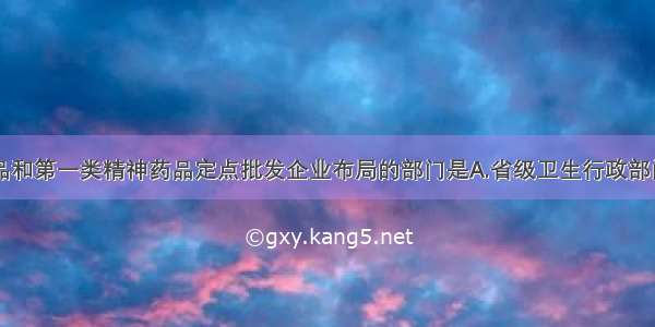 确定麻醉药品和第一类精神药品定点批发企业布局的部门是A.省级卫生行政部门B.省级药品