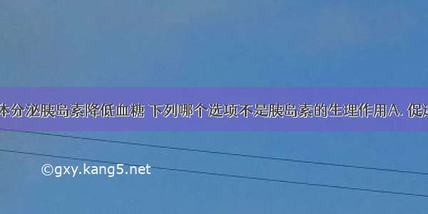 进食后 机体分泌胰岛素降低血糖 下列哪个选项不是胰岛素的生理作用A. 促进组织细胞