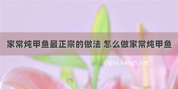 家常炖甲鱼最正宗的做法 怎么做家常炖甲鱼