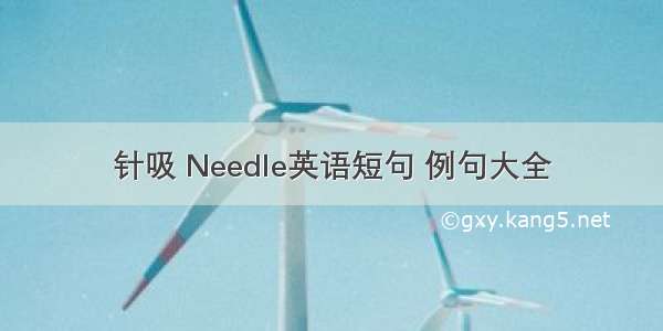 针吸 Needle英语短句 例句大全