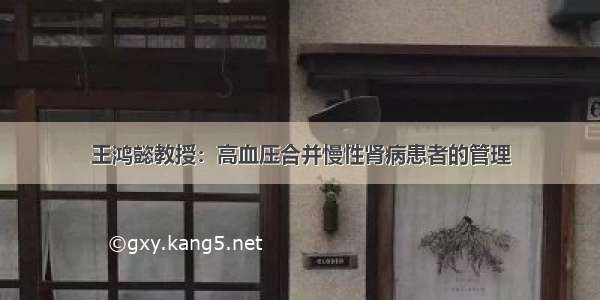 王鸿懿教授：高血压合并慢性肾病患者的管理