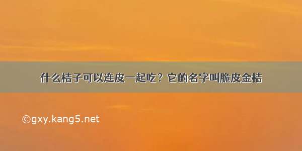 什么桔子可以连皮一起吃？它的名字叫脆皮金桔