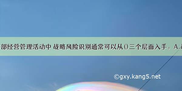 商业银行内部经营管理活动中 战略风险识别通常可以从()三个层面入手。A.战术 宏观和