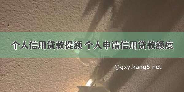 个人信用贷款提额 个人申请信用贷款额度