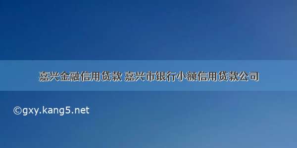 嘉兴金融信用贷款 嘉兴市银行小额信用贷款公司