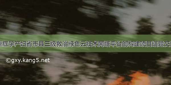 陕西省危急重症孕产妇省市县三级救治绿色云技术网络平台的构建项目结题交流会成功举办