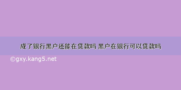 成了银行黑户还能在贷款吗 黑户在银行可以贷款吗