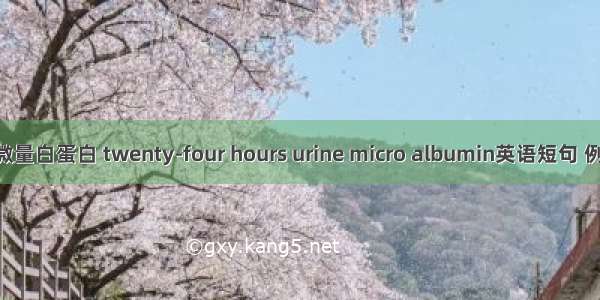 24h尿微量白蛋白 twenty-four hours urine micro albumin英语短句 例句大全