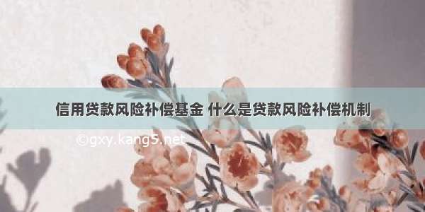 信用贷款风险补偿基金 什么是贷款风险补偿机制