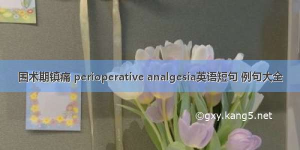 围术期镇痛 perioperative analgesia英语短句 例句大全