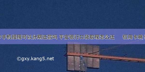 ~~信用卡手机提现可以分期还款吗 平安银行口袋取现怎么还 – 信用卡刷卡 – 前端