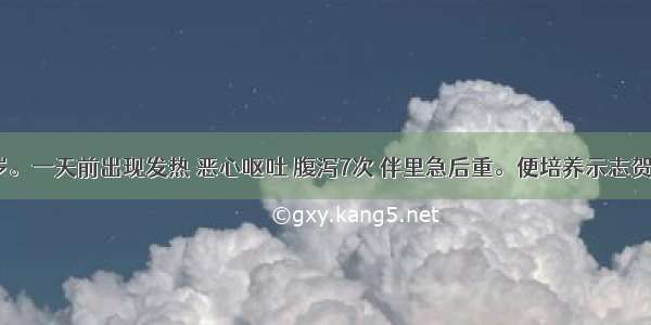 男性 28岁。一天前出现发热 恶心呕吐 腹泻7次 伴里急后重。便培养示志贺痢疾杆菌