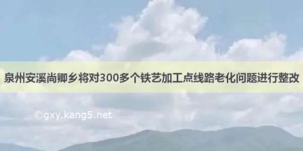 泉州安溪尚卿乡将对300多个铁艺加工点线路老化问题进行整改