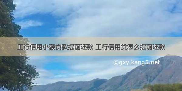 工行信用小额贷款提前还款 工行信用贷怎么提前还款