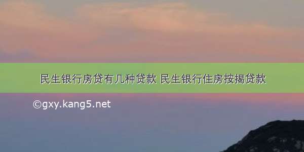 民生银行房贷有几种贷款 民生银行住房按揭贷款