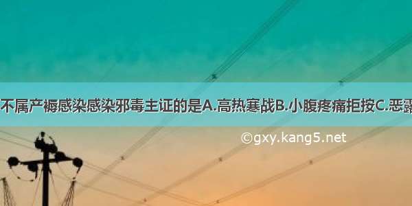 下列各项中 不属产褥感染感染邪毒主证的是A.高热寒战B.小腹疼痛拒按C.恶露色黯如败酱