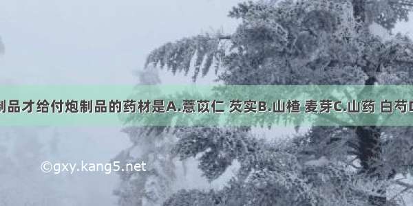 要写清炮制品才给付炮制品的药材是A.薏苡仁 芡实B.山楂 麦芽C.山药 白芍D.王不留行