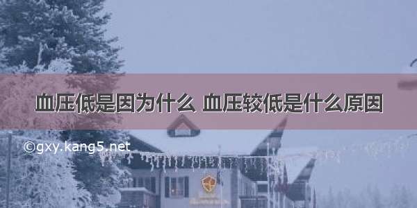 血压低是因为什么 血压较低是什么原因