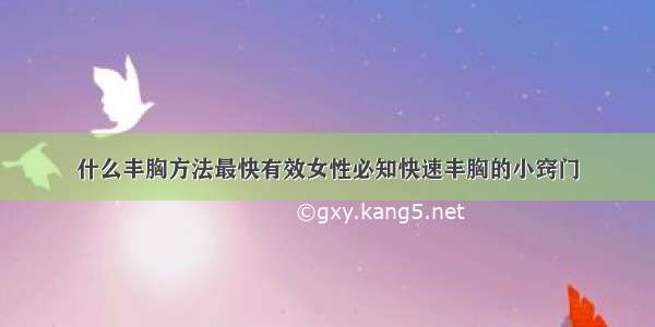 什么丰胸方法最快有效女性必知快速丰胸的小窍门