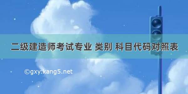 二级建造师考试专业 类别 科目代码对照表