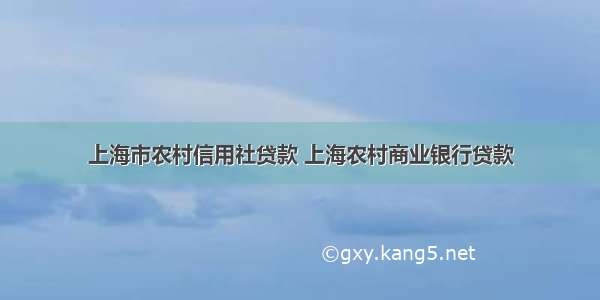 上海市农村信用社贷款 上海农村商业银行贷款