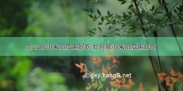 怎么做小米南瓜粥好吃 如何做小米南瓜粥好吃