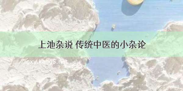 上池杂说 传统中医的小杂论