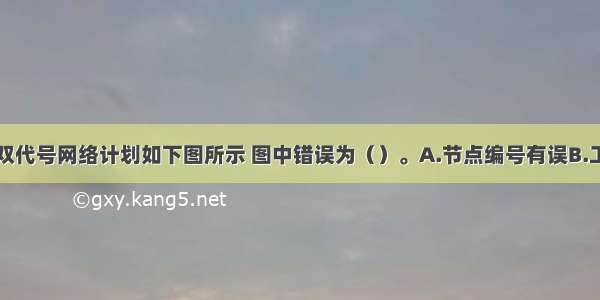 某分部工程双代号网络计划如下图所示 图中错误为（）。A.节点编号有误B.工作代号重复