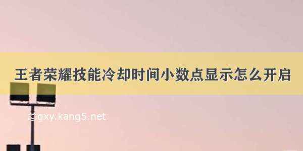 王者荣耀技能冷却时间小数点显示怎么开启