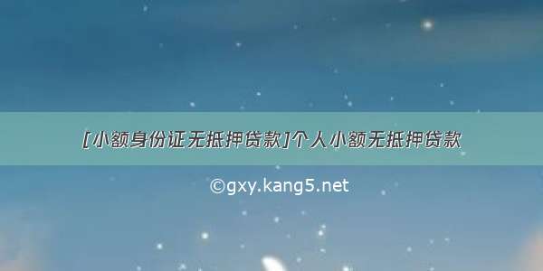 [小额身份证无抵押贷款]个人小额无抵押贷款