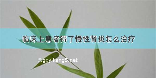 临床上患者得了慢性肾炎怎么治疗