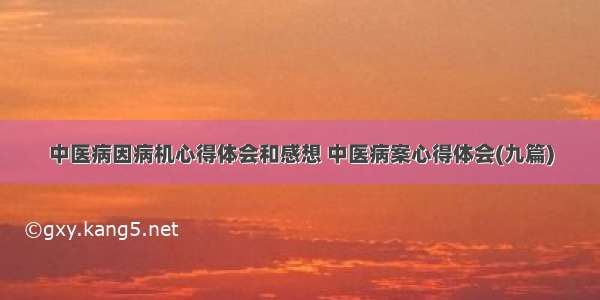 中医病因病机心得体会和感想 中医病案心得体会(九篇)