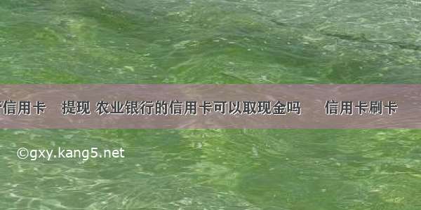 农行信用卡 提现 农业银行的信用卡可以取现金吗 – 信用卡刷卡 – 前端