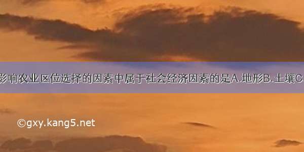 单选题下列影响农业区位选择的因素中属于社会经济因素的是A.地形B.土壤C.市场D.水源