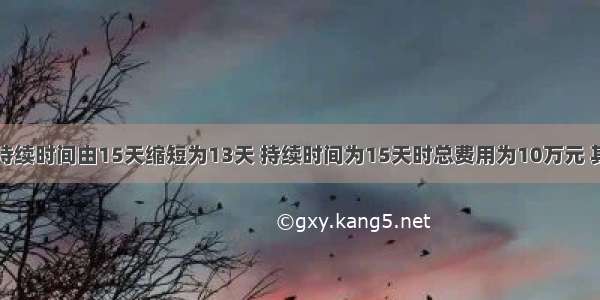 某工作拟将持续时间由15天缩短为13天 持续时间为15天时总费用为10万元 其中直接持续