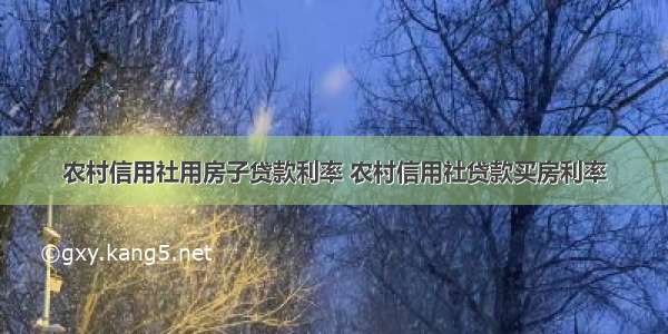 农村信用社用房子贷款利率 农村信用社贷款买房利率