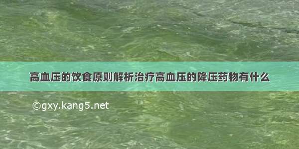 高血压的饮食原则解析治疗高血压的降压药物有什么