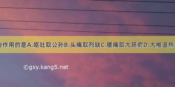 属于腧穴近治作用的是A.呕吐取公孙B.头痛取列缺C.腰痛取大肠俞D.大椎退热E.合谷治疗五