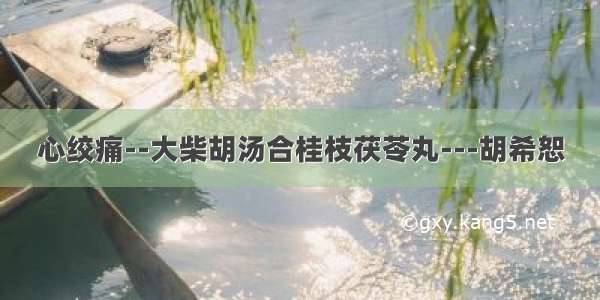 心绞痛--大柴胡汤合桂枝茯苓丸---胡希恕