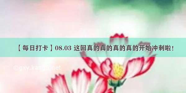 【每日打卡】08.03 这回真的真的真的真的开始冲刺啦！