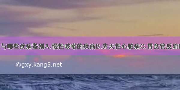 支气管哮喘应与哪些疾病鉴别A.慢性咳嗽的疾病B.先天性心脏病C.胃食管反流D.异物吸入E.