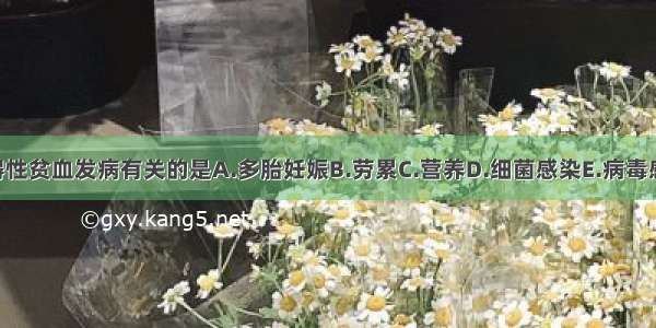 与再生障碍性贫血发病有关的是A.多胎妊娠B.劳累C.营养D.细菌感染E.病毒感染ABCDE