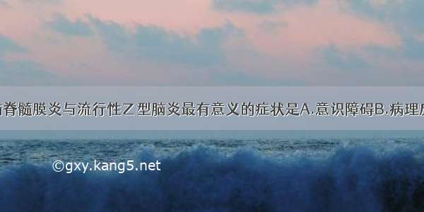 鉴别流行性脑脊髓膜炎与流行性乙型脑炎最有意义的症状是A.意识障碍B.病理反射C.皮肤瘀