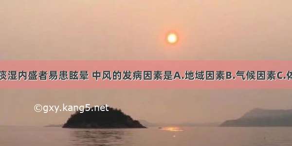 引起胖人或痰湿内盛者易患眩晕 中风的发病因素是A.地域因素B.气候因素C.体质因素D.生