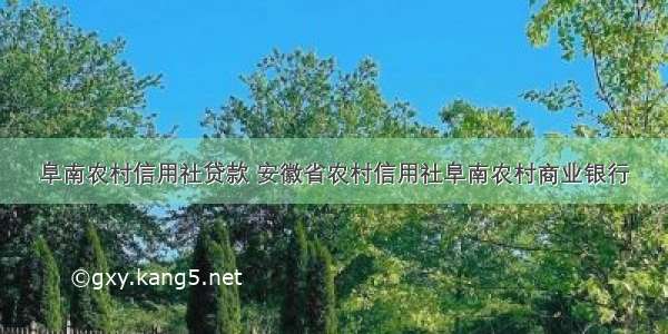 阜南农村信用社贷款 安徽省农村信用社阜南农村商业银行