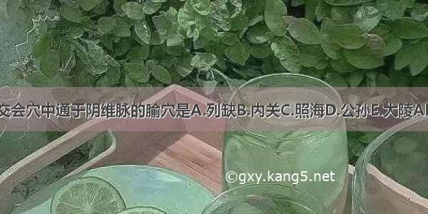 八脉交会穴中通于阴维脉的腧穴是A.列缺B.内关C.照海D.公孙E.大陵ABCDE