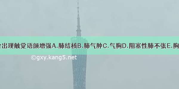 下列哪种情况会出现触觉语颤增强A.肺结核B.肺气肿C.气胸D.阻塞性肺不张E.胸腔积液ABCDE