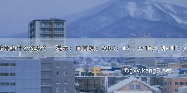 目前主要诊断考虑什么疾病？　提示：血常规：WBC：12．3×10/L NEUT：10．2×10/L H